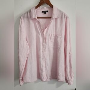 saks fifth avenue Linen Blouse Shirt Pink Size XL